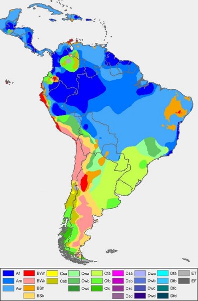 Mapa clima tropical de altitude